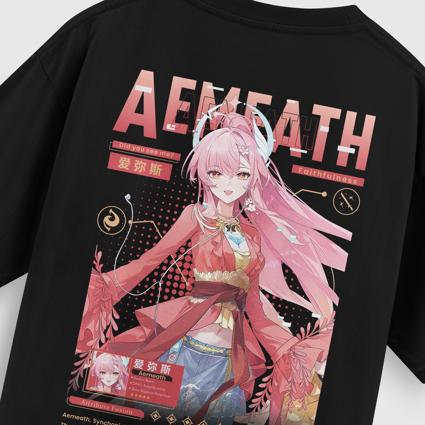 ElfTheory - Aemeath Wuthering Waves Heavyweight T-Shirt: Anime Graphic Tee Cotton 20s